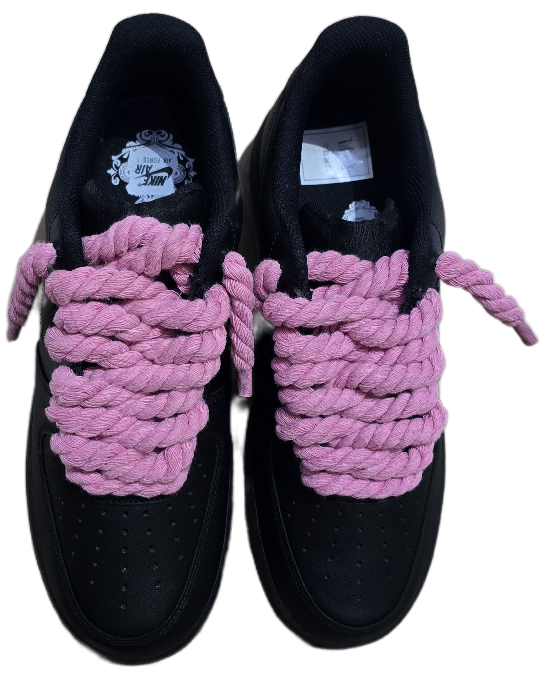 NIKE AIR FORCE 1 BLACK PINK ROPE LACES - Image 2