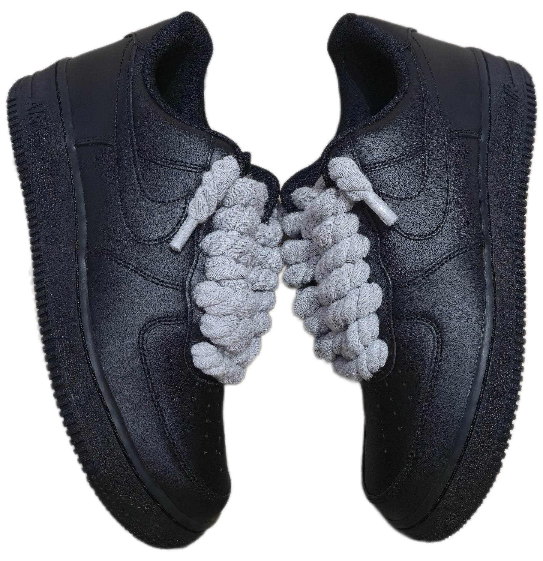 NIKE AIR FORCE 1 BLACK GREY ROPE LACES - Image 3
