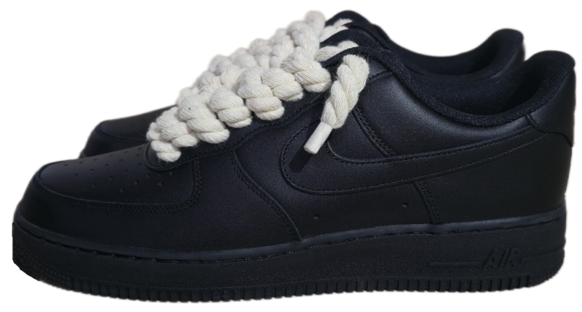 NIKE AIR FORCE 1 BLACK BEIGE ROPE LACES