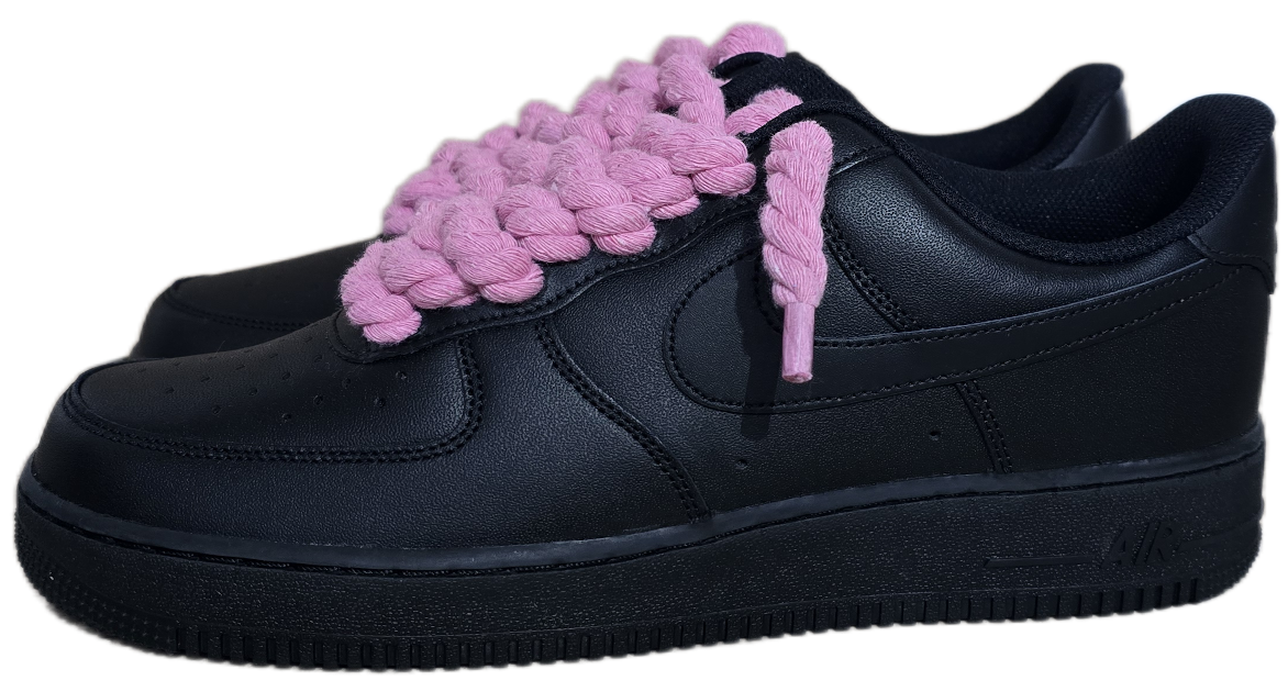NIKE AIR FORCE 1 BLACK PINK ROPE LACES