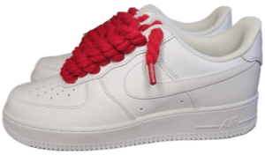 NIKE AIR FORCE 1 WHITE RED ROPE LACES