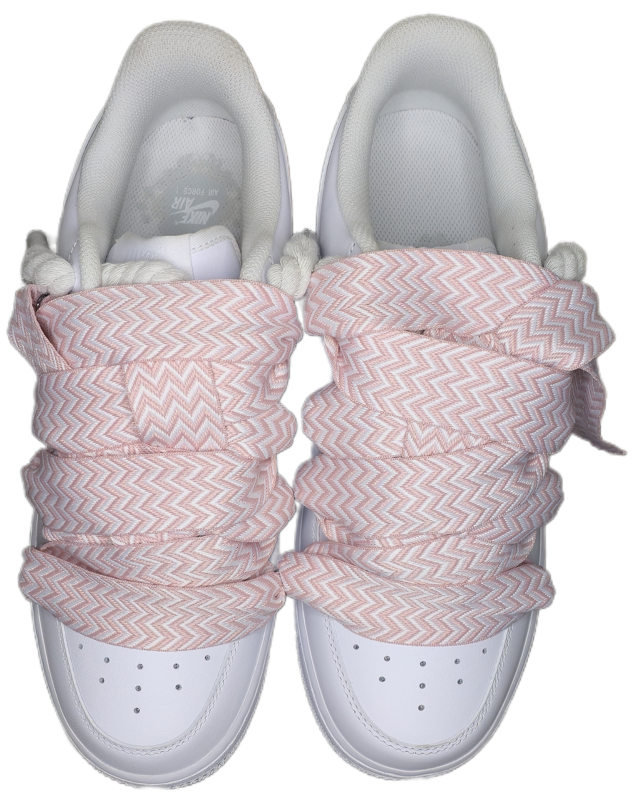 NIKE AIR FORCE 1 TRIPLE WHITE PINK LANVIN ROPE LACES - 2. kép