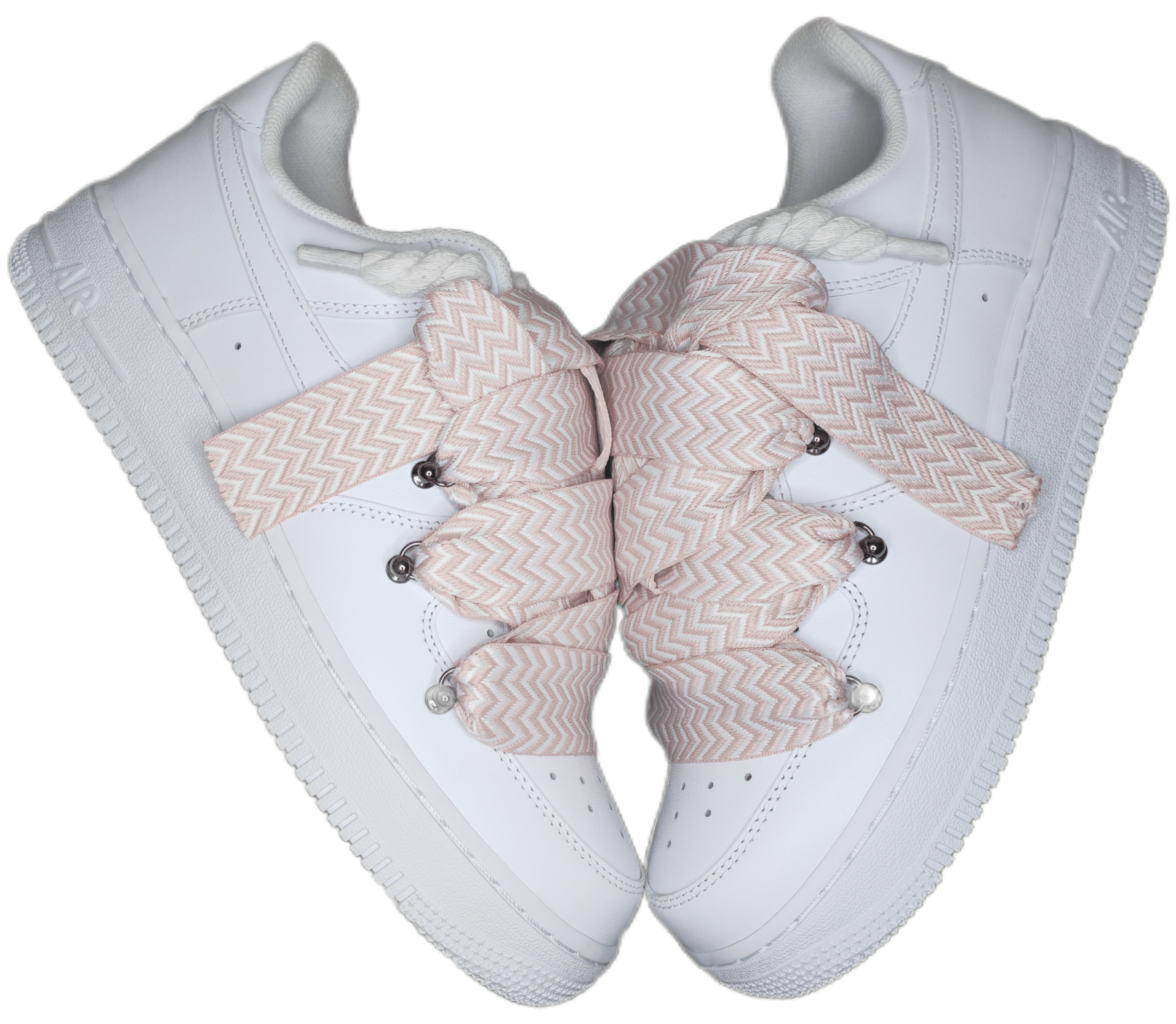 NIKE AIR FORCE 1 TRIPLE WHITE PINK LANVIN ROPE LACES - 3. kép