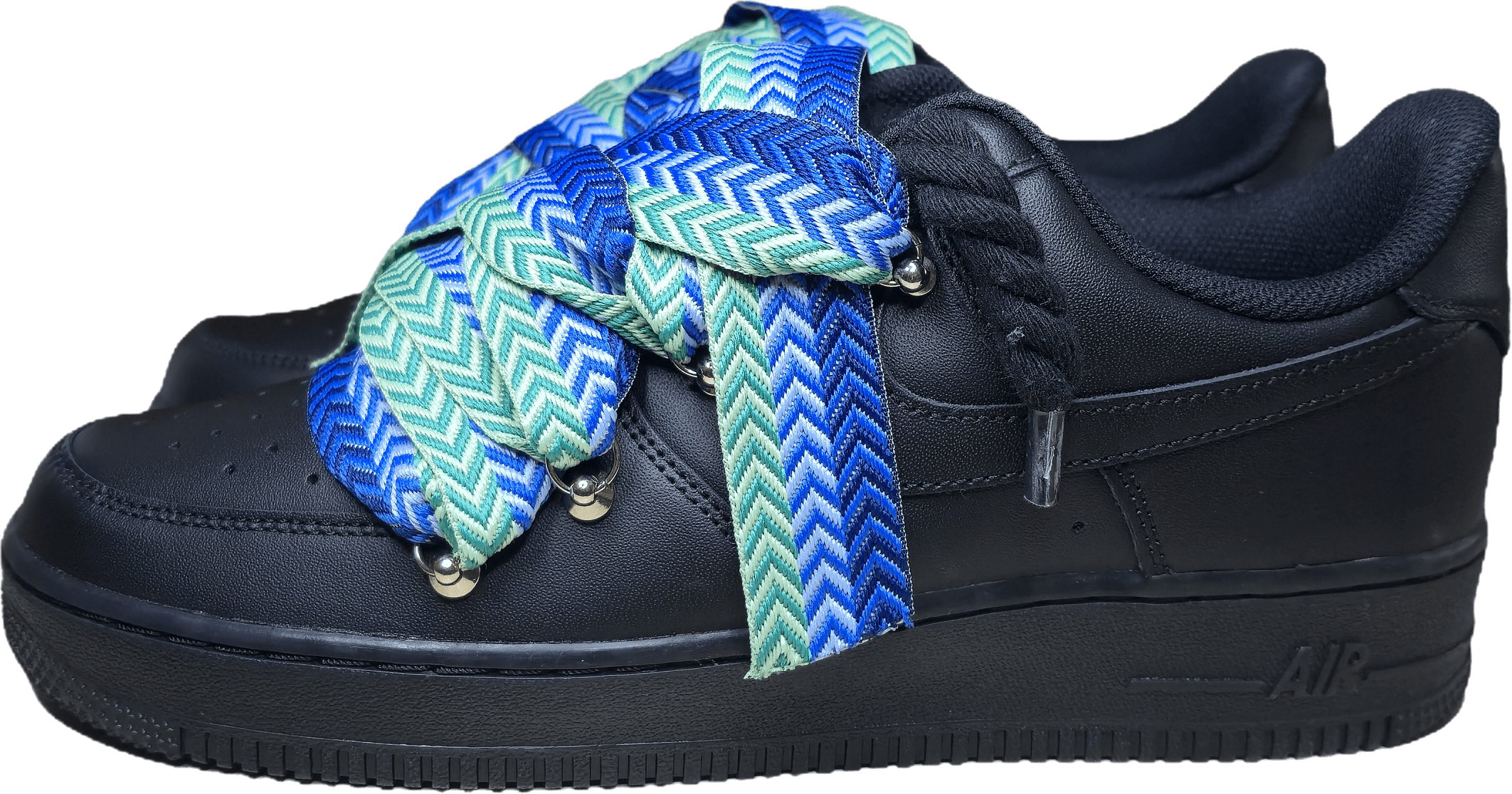 NIKE AIR FORCE 1 BLACK BLUE LANVIN ROPE LACES