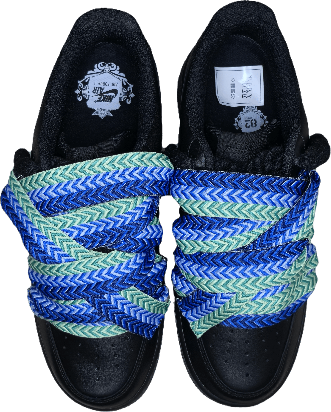 NIKE AIR FORCE 1 BLACK BLUE LANVIN ROPE LACES - 2. kép