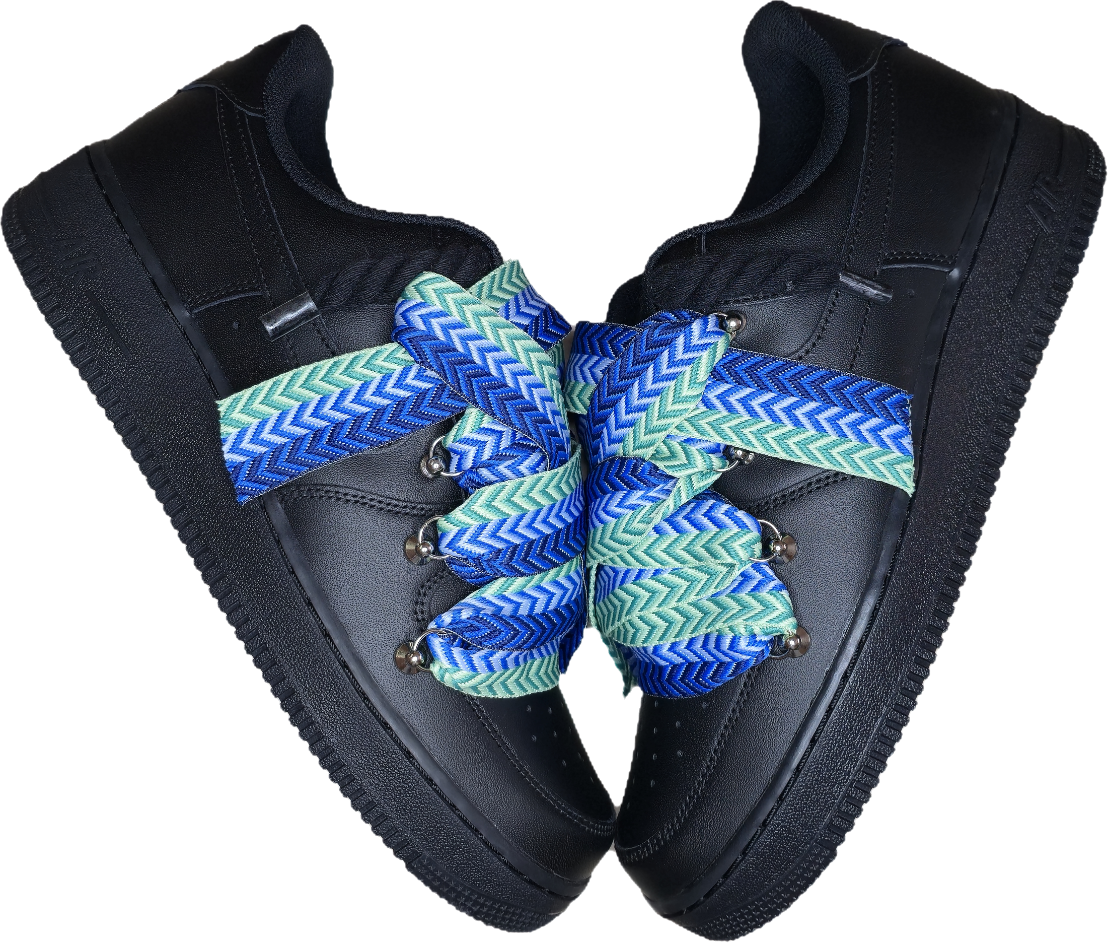NIKE AIR FORCE 1 BLACK BLUE LANVIN ROPE LACES - 3. kép