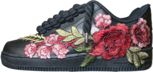 NIKE AIR FORCE 1 BLACK ROPE LACE "ROSE"